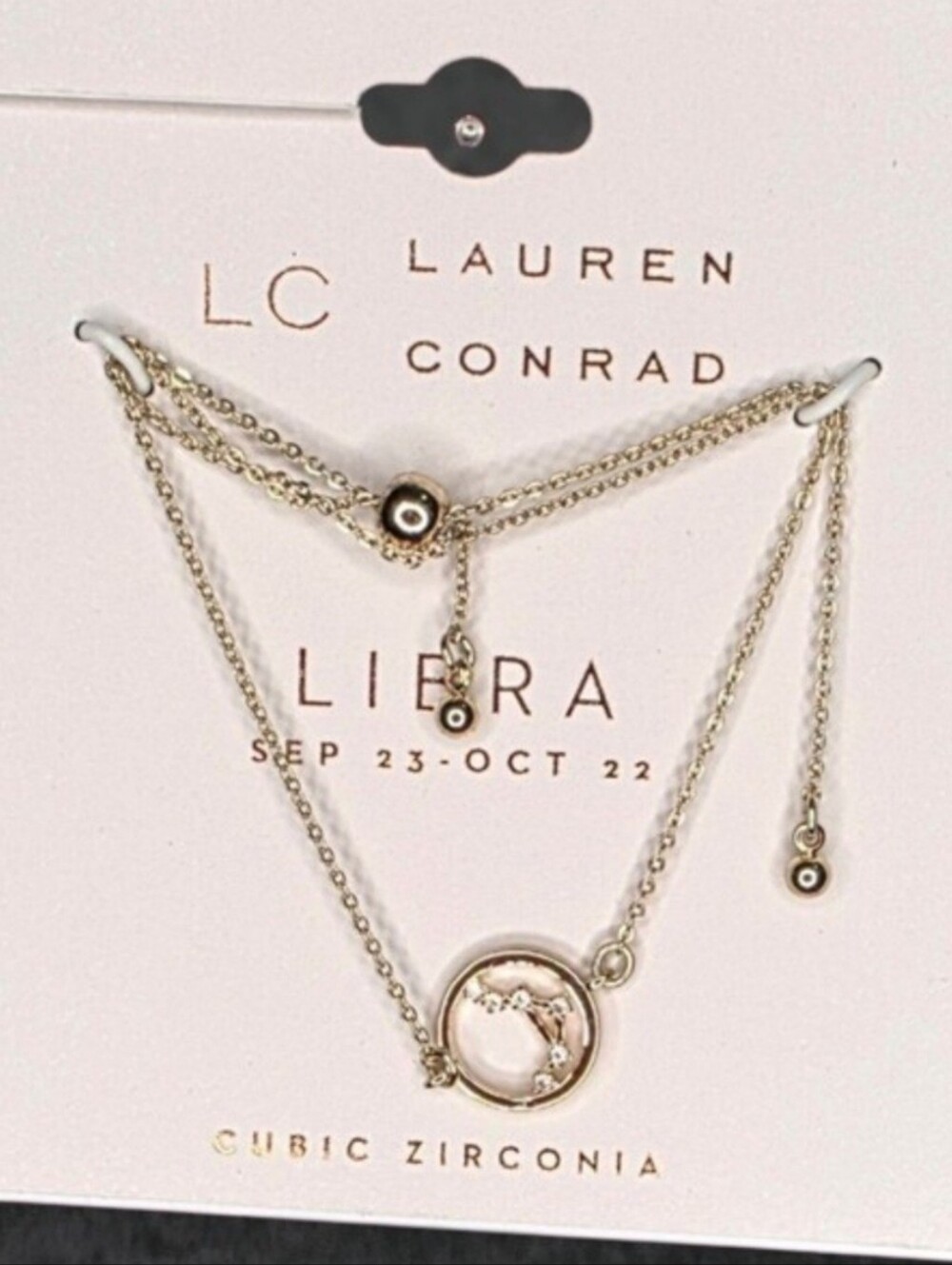 LC Lauren Conrad Gold Tone Libra Zodiac Constellation Bolo Bracelet NWT